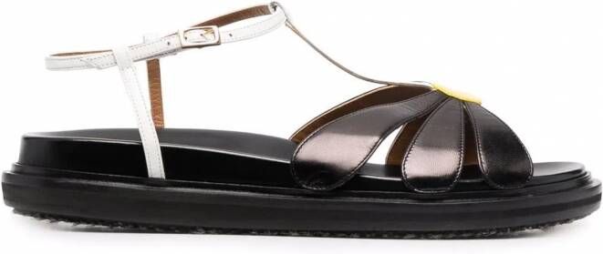 Marni Fussbett sandalen met bloemapplicatie Zwart