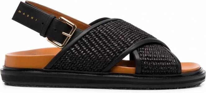 Marni Fussbett raffia sandalen Zwart