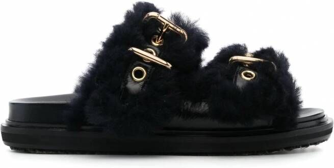 Marni Fussbett lammy slippers Zwart