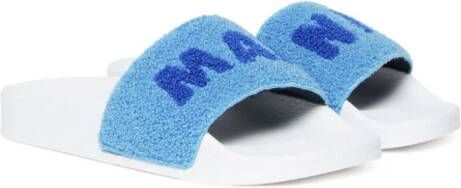 Marni Kids Badstof slippers met logo Blauw