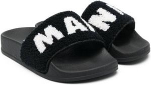 Marni Kids Slippers met geborduurd logo Zwart