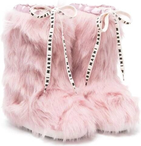 Marni Kids Knielaarzen met imitatiebont Roze