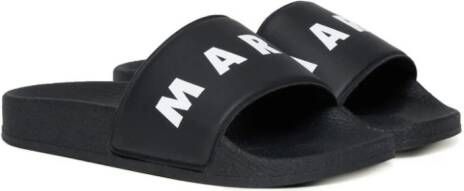 Marni Kids Slippers met logoprint Zwart