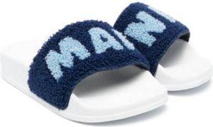 Marni Kids Teenslippers met logoprint Blauw