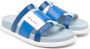 Marni Kids Leren slippers met logoprint Blauw - Thumbnail 1