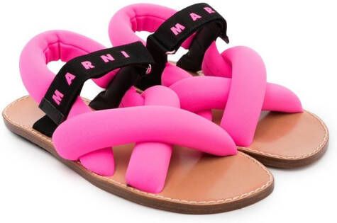 Marni Kids Sandalen met logoprint Roze