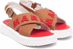 Marni Kids Slingback sandalen met logo Bruin