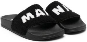Marni Kids Slippers met gebreid logo Zwart