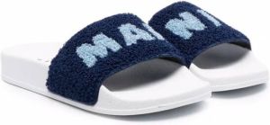 Marni Kids Slippers met logo Blauw
