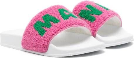 Marni Kids Slippers met logo jacquard Roze