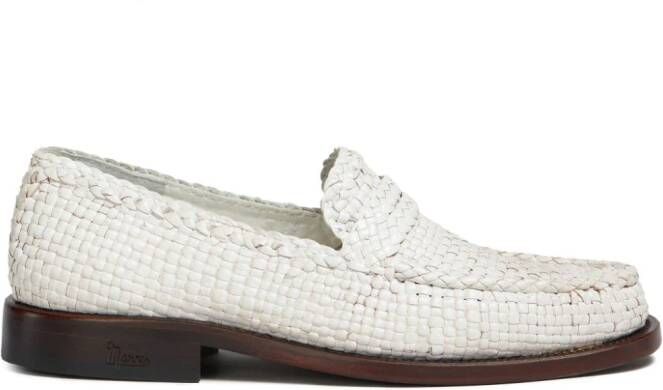 Marni Leren loafers Wit