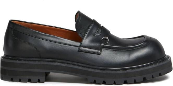 Marni Leren loafers Zwart