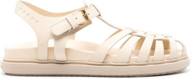 Marni Leren sandalen Beige