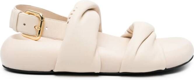 Marni Leren sandalen Beige