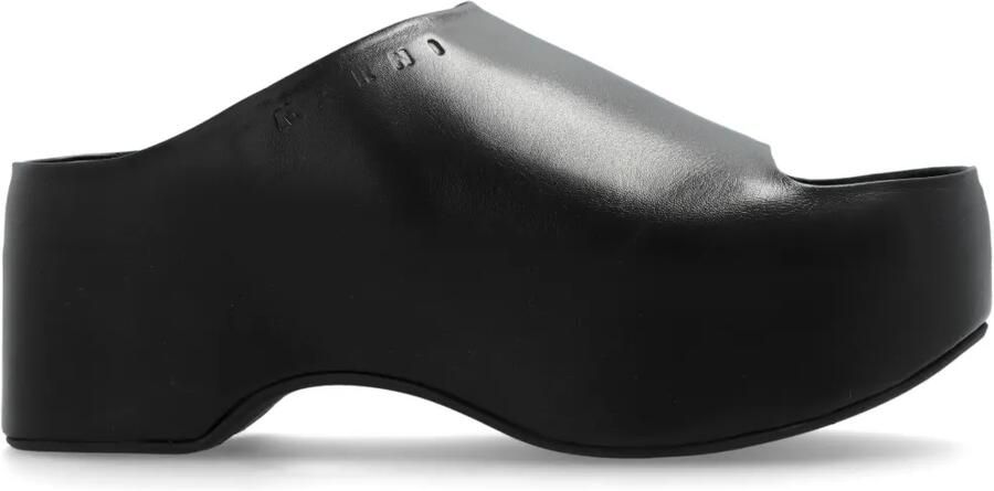 Marni 75 mm leren sandalen met sleehak Zwart