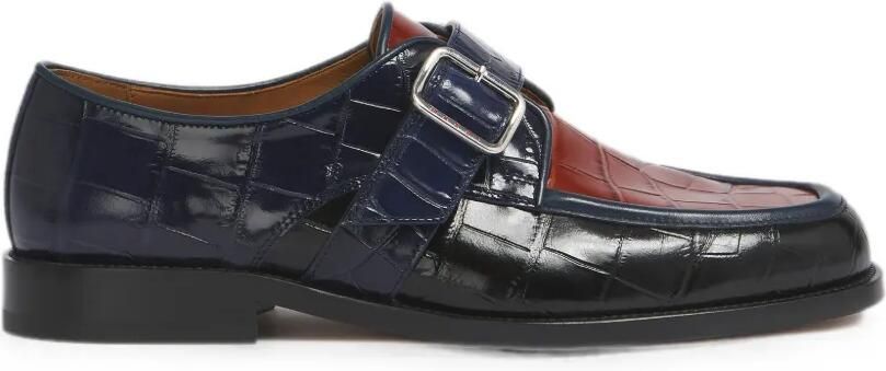 Marni Bambi leren gespschoenen met krokodillen-reliëf Zwart