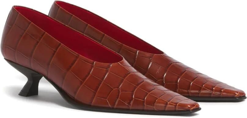 Marni Cindi leren pumps met krokodillen-effect Bruin