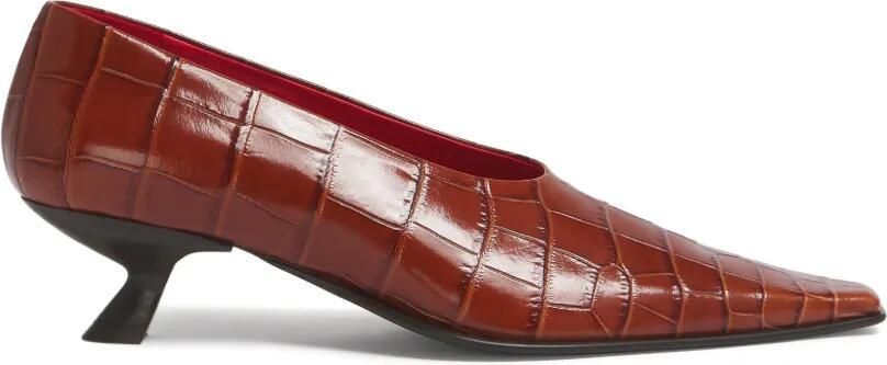Marni Cindi leren pumps met krokodillen-effect Bruin - Foto 2