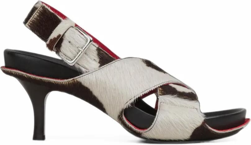 Marni Slingback sandalen met koeienprint Wit