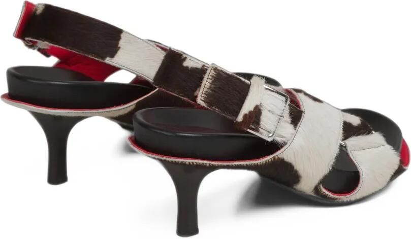Marni Slingback sandalen met koeienprint Wit - Foto 4