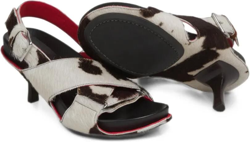 Marni Slingback sandalen met koeienprint Wit - Foto 5