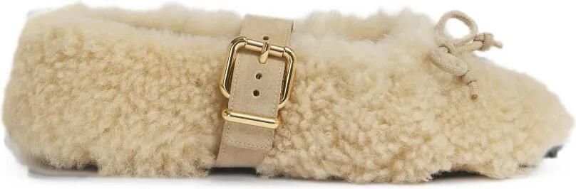 Marni Cream lammy ballerina's met gesp Beige