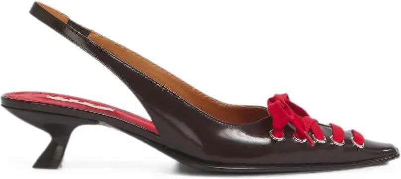 Marni Diepbruine leren Kat slingback pumps