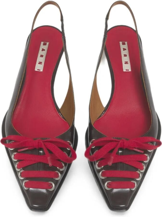 Marni Diepbruine leren Kat slingback pumps - Foto 3