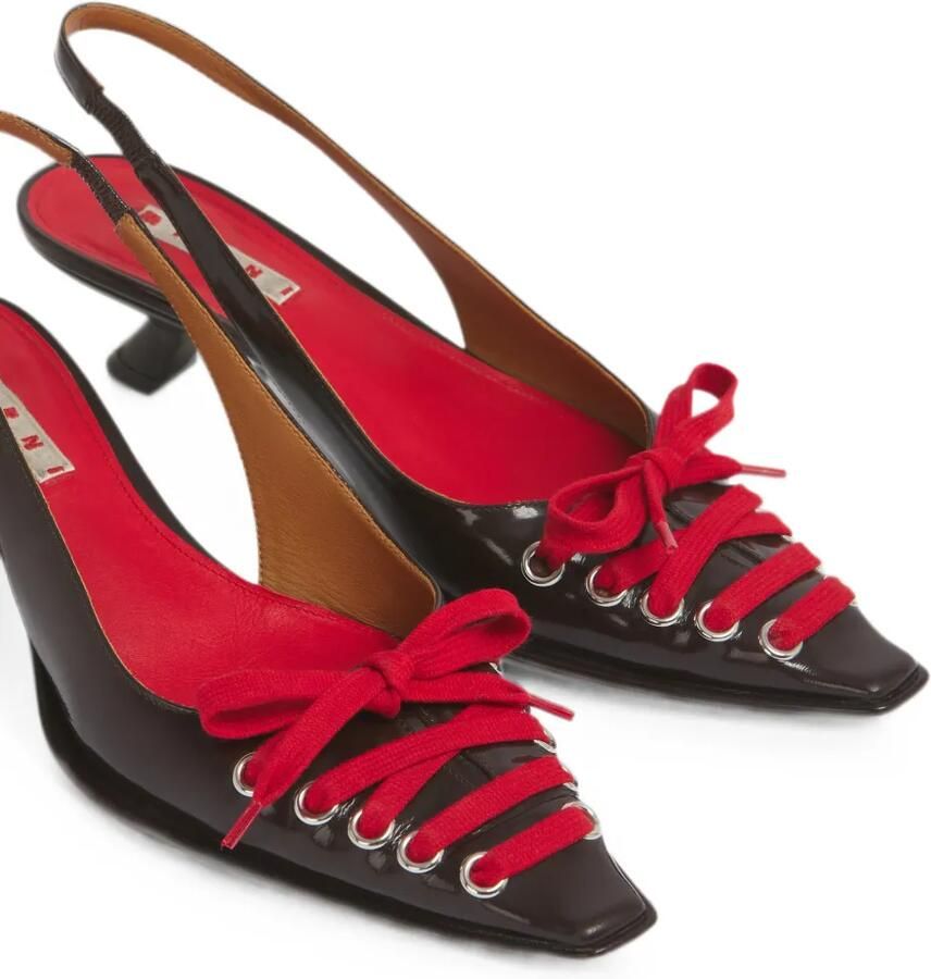 Marni Diepbruine leren Kat slingback pumps - Foto 2
