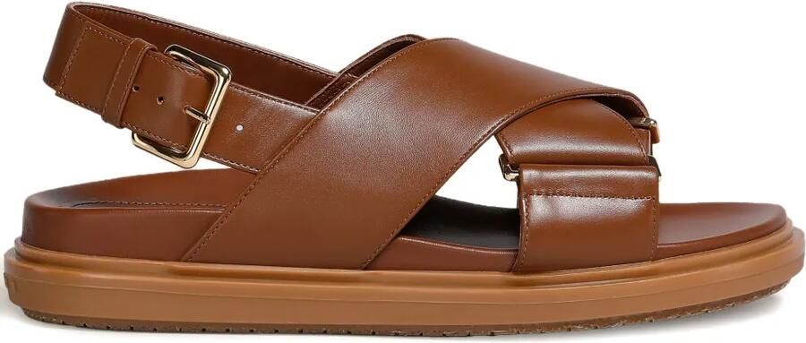 Marni Fussbett leren sandalen Bruin