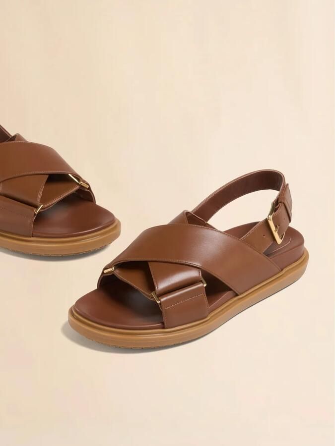 Marni Fussbett leren sandalen Bruin - Foto 3