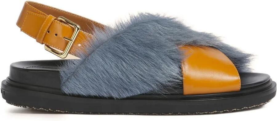 Marni Fussbett leren sandalen Bruin