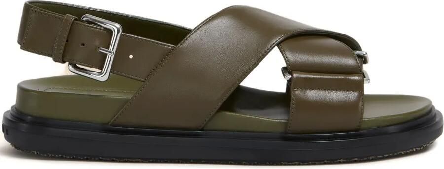Marni Fussbett leren sandalen Groen