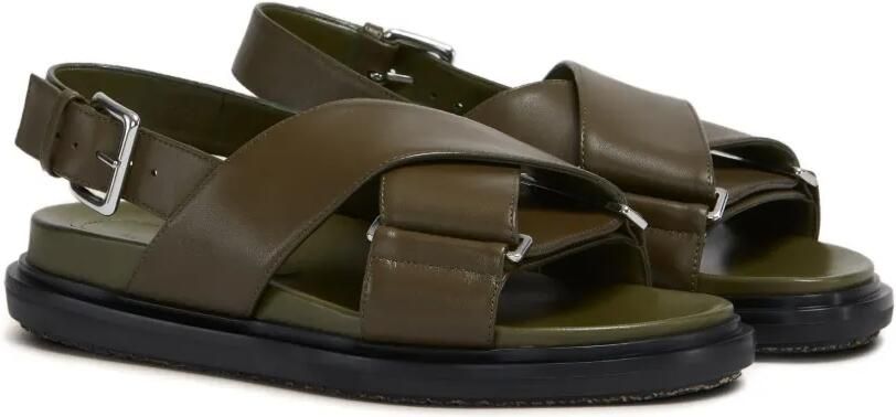 Marni Fussbett leren sandalen Groen - Foto 3
