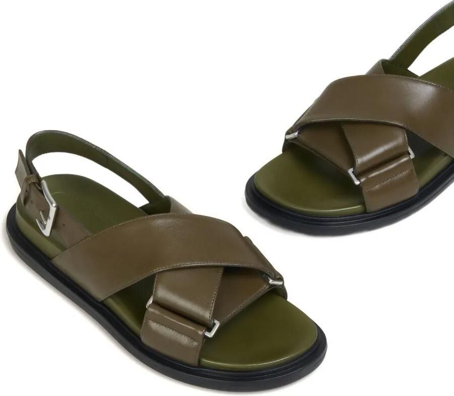 Marni Fussbett leren sandalen Groen - Foto 2