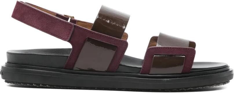Marni Fussbett leren sandalen met dubbele bandjes Bruin