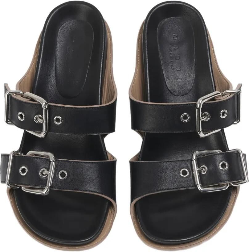 Marni Fussbett leren sandalen met hak Zwart - Foto 2