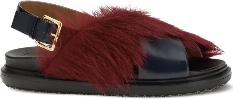 Marni Fussbett leren sandalen Rood
