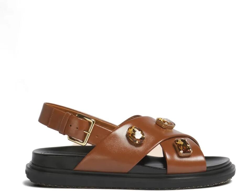 Marni Fussbett sandalen verfraaid met kristallen Bruin