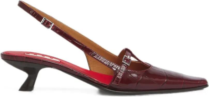 Marni Katty leren pumps met krokodillen-reliëf Rood