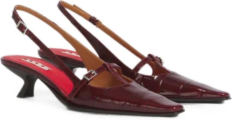 Marni Katty leren pumps met krokodillen-reliëf Rood - Foto 3