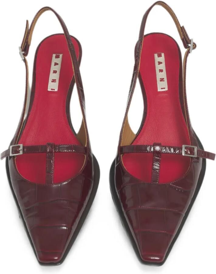 Marni Katty leren pumps met krokodillen-reliëf Rood - Foto 2
