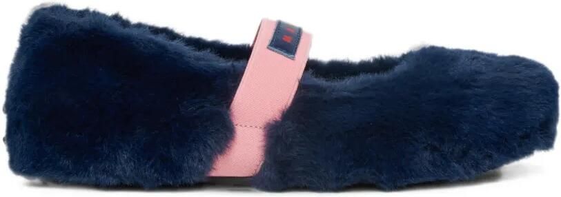 Marni Kids Ballerina's met elastische band en imitatiebont Blauw - Foto 3