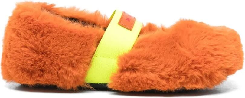 Marni Kids Ballerina's met elastische band en imitatiebont Oranje