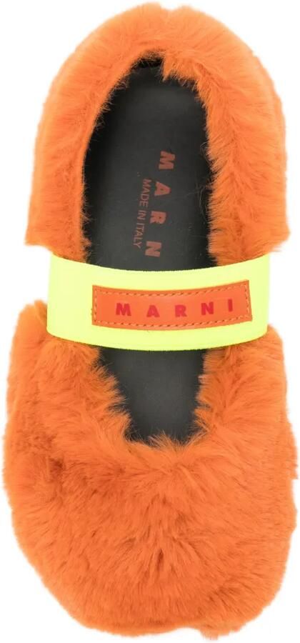 Marni Kids Ballerina's met elastische band en imitatiebont Oranje - Foto 2