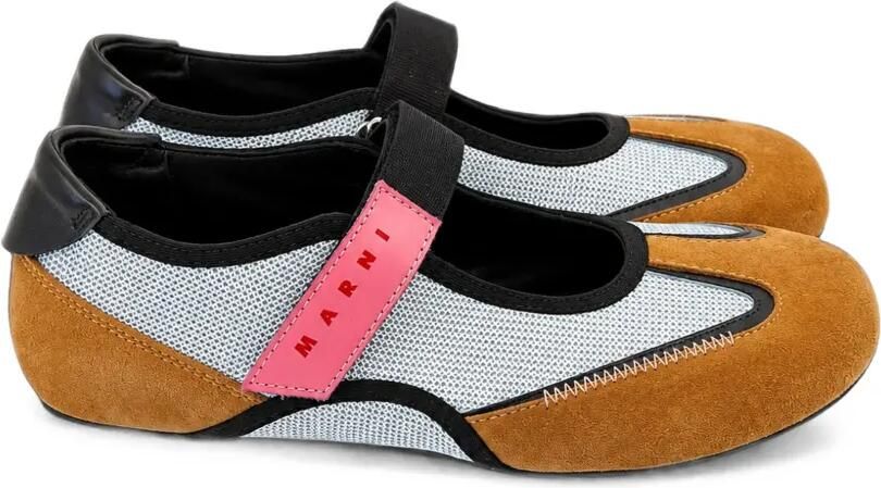 Marni Kids Ballerina's met klittenband en logoprint Blauw