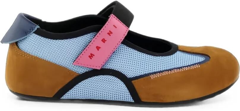 Marni Kids Ballerina's met klittenband en logoprint Blauw - Foto 3