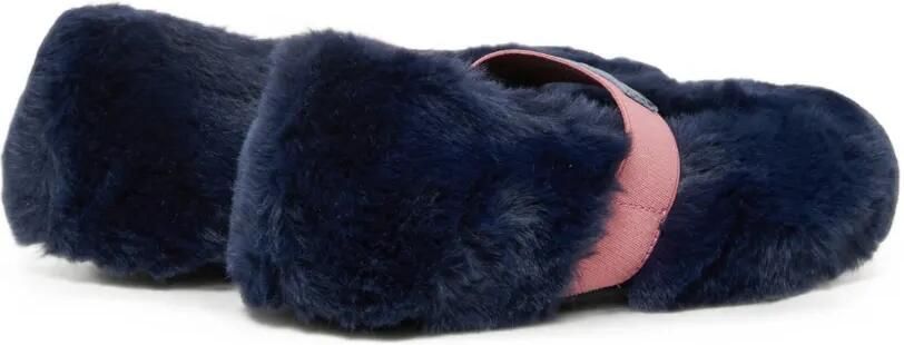 Marni Kids Ballerina's van imitatiebont met elastische band met logo Blauw - Foto 3