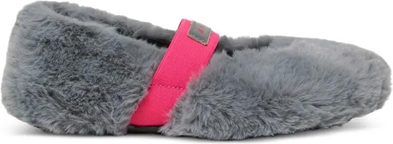 Marni Kids Ballerina's van imitatiebont met elastische band met logo Grijs - Foto 4