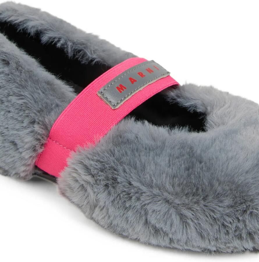 Marni Kids Ballerina's van imitatiebont met elastische band met logo Grijs - Foto 2